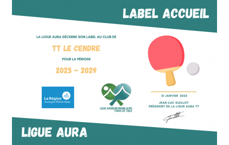 obtention du Label Accueil AURA !!!